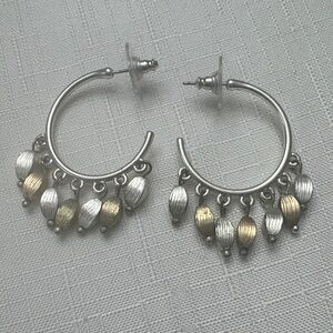 Silver and Gold Dangle Hoop Earrings